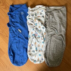 SwaddleMe Baby Sleep Sacks - Blue, White with Rocket Print, Gray